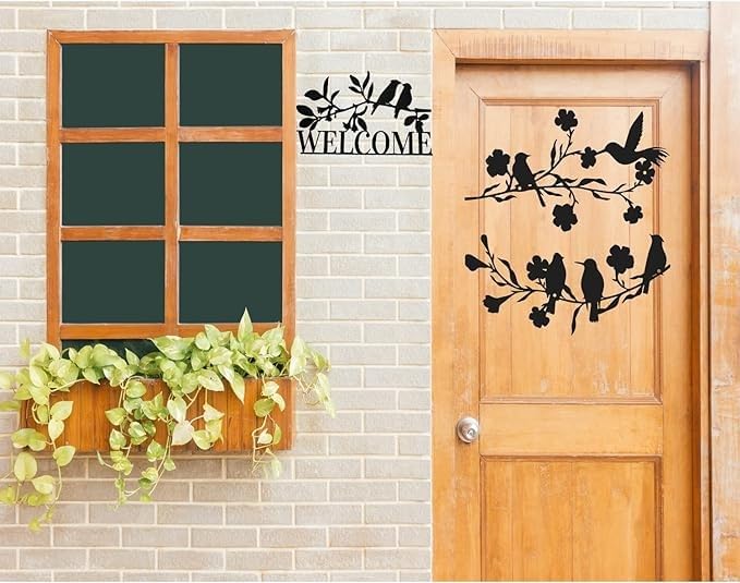 Image of BLIND SHOP 2 Pieces Metal Birds Wall Art Decor on Branch Metal Birds Silhouette for Home Decor | Wall Sculpture Home Decoration | Metal Art | Metal Wall Art (40x18x1.5 Cm)