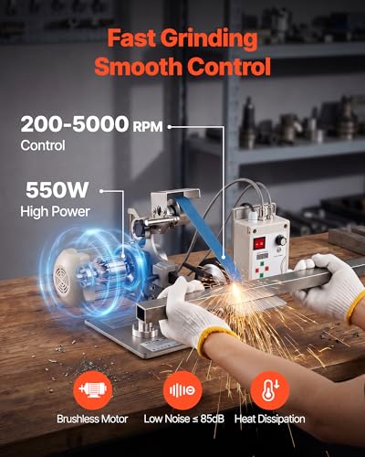 Image of VEVOR Belt Grinder Sander with VFD, 30 x 1-Inch Variable Speed Belt Polisher, 550W Polishing Grinding Machine with 2 Grinding Modes & 3PCS Sanding Belts for Metalworking, Knife Making