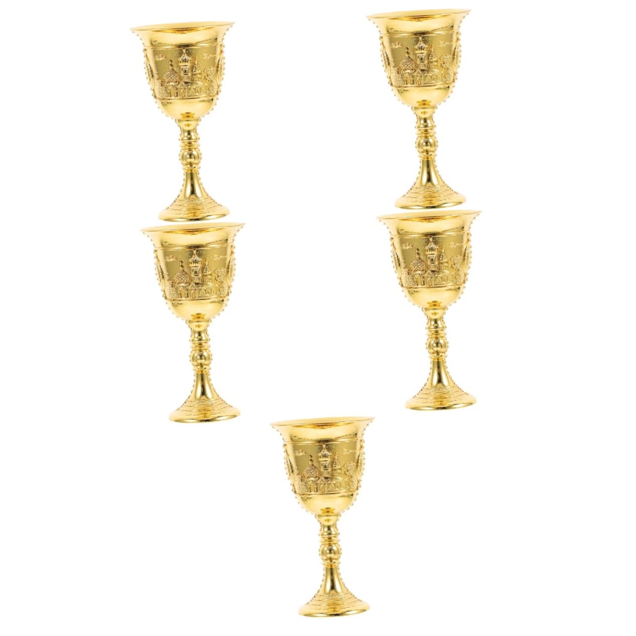 Cabilock 5 Piezas Taza Pequeñas Copas De Vino Copa De Licor Retro Vasos Metalicos Vaso De Licor Casero Copas De Vino De Estilo Vintage Copas De Vino De Metal Golden Aleación De Zinc