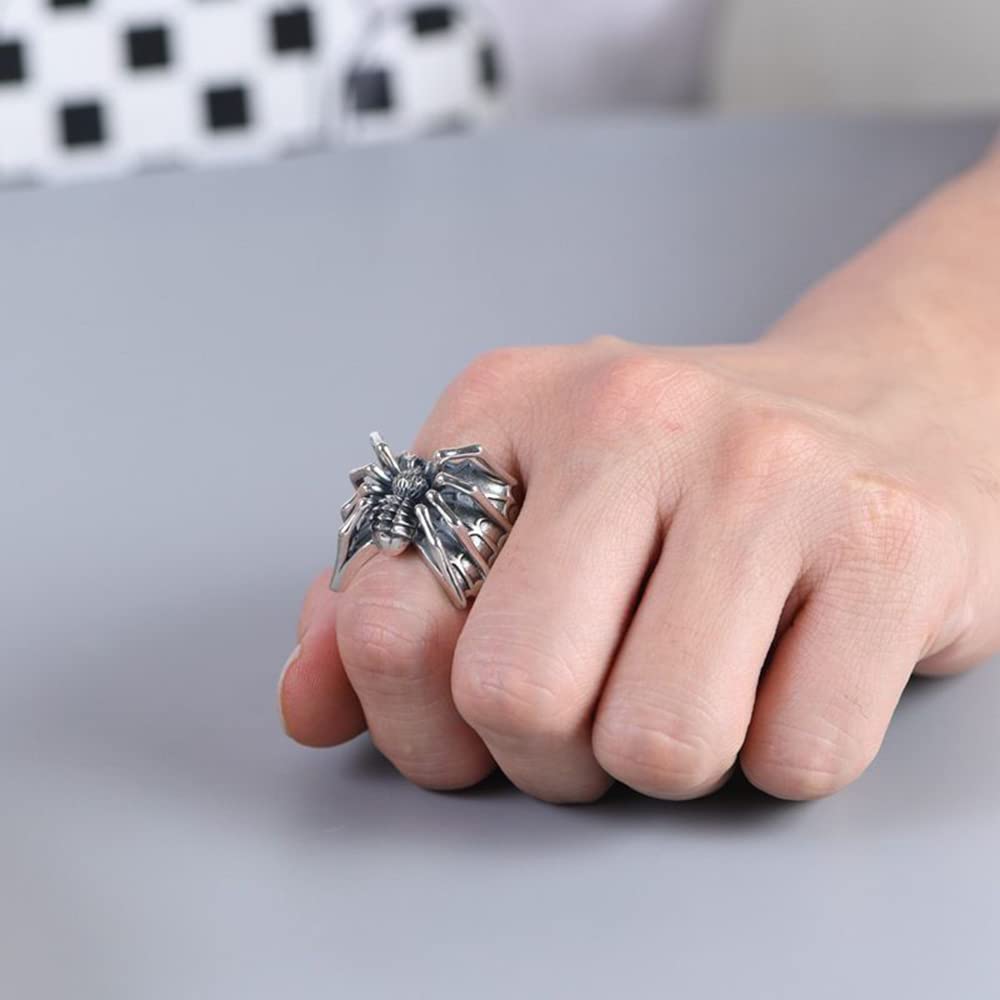 Anillos punk de araña para hombre y mujer, diseño en 3D, estilo gótico, hip pop, motociclista, anillo abierto ajustable, chapado en plata, estilo dominante, regalos para mejor amiga, novio, cumpleaños 6