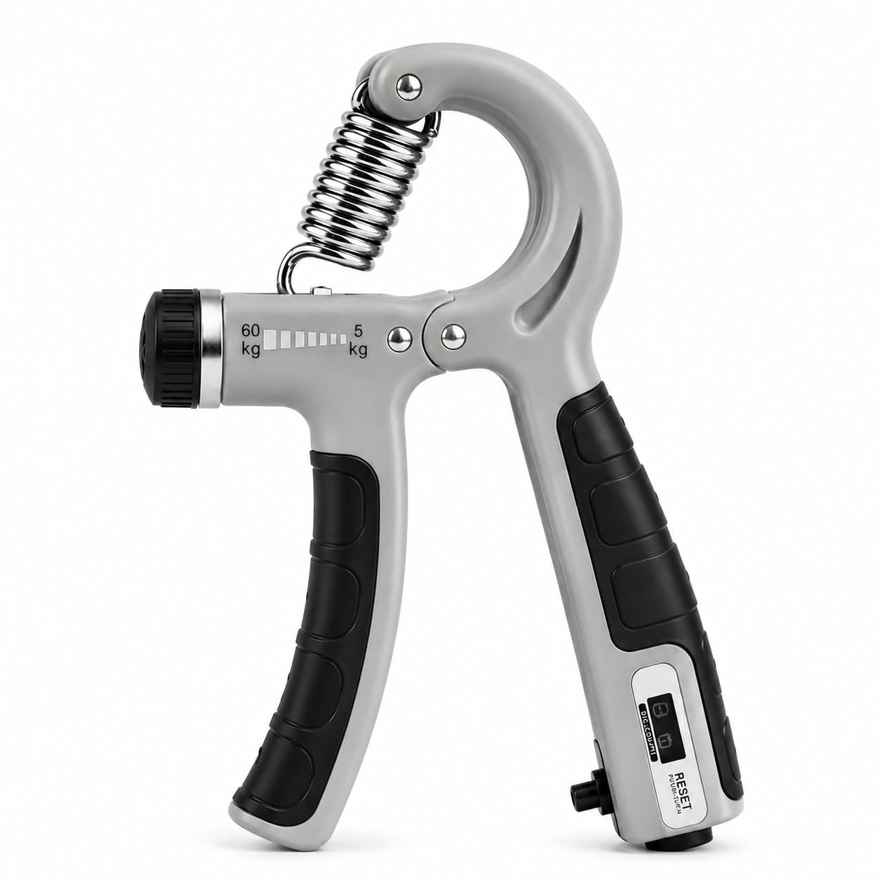 Hand Grip Strengthener Adjustable 5kg–60kg with Digital Counter | Forearm Wrist Finger Exerciser | Grip Strength Trainer, Hand Gripper for Gym, Home Workout Equipment Men & Women (Black & Grey)-image-33