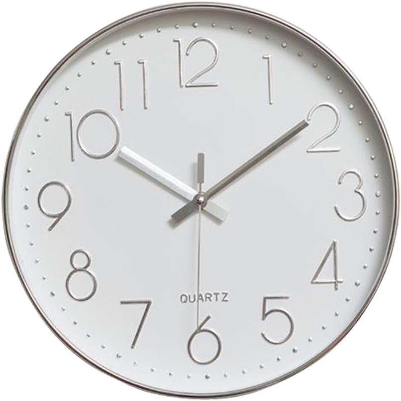 12 Inch Non-Ticking Wall Clock Silent Battery Operated Round Wall Clock Modern Simple Style Decor Clock for Home/Office/School/Kitchen/Bedroom/Living Room (Gray): Kitchen & Dining