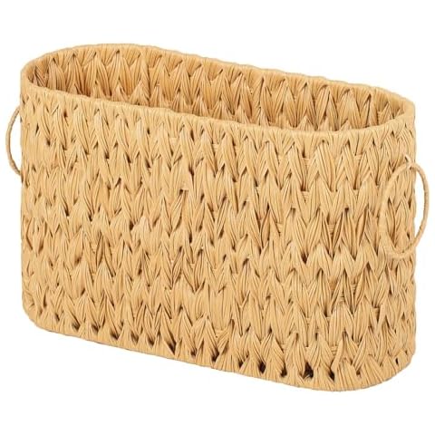 Toilet Paper Storage,Water Hyacinth Toilet Paper Baskets Bathroom Organizer,Large Toilet Paper Holder for up to 9 Mega Rolls,Toilet Paper Basket with Built-in Handlesr(2) Cover