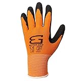 Better Grip Ultra-Thin BGSO1-9 Nylon Sandy Latex Coated Work Gloves, 4 Pairs/Pack (Large, Hi-Vis Orange)