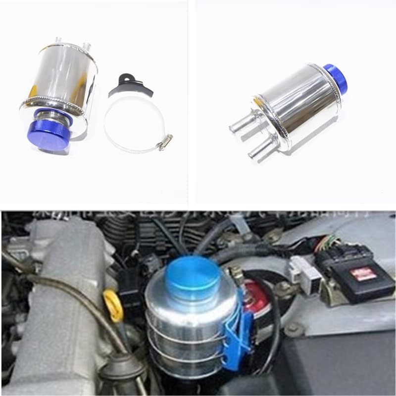 Sliver Fuel Cell Surge Tank Power steering tank Oil Catch Can Tank Racing Power Steering Fluid Reservoir Tank Clamps
