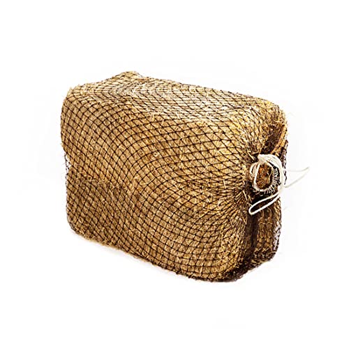 Bloomoak Slow Hay Net Feeder for Horses, Durable Soft Black PE 2/3 String Hay Bales Bags, Fit 36x18x18 to 47x25x17 Inches, Extends 50-64 Inches (3 1.6