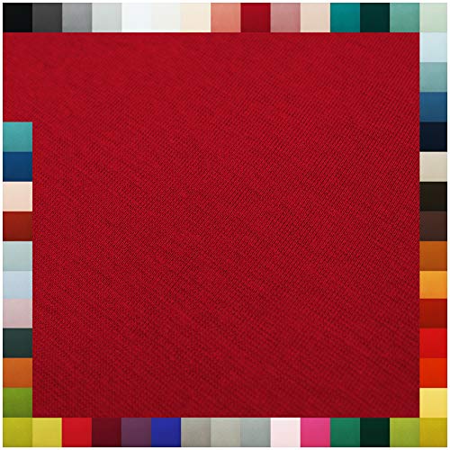 VmG-Store Tela para puños, por metros, 70 cm de ancho, 95% algodón, 5% elastano, más de 50 colores a elegir (009 | rojo oscuro, longitud: 2,0 m) Cover