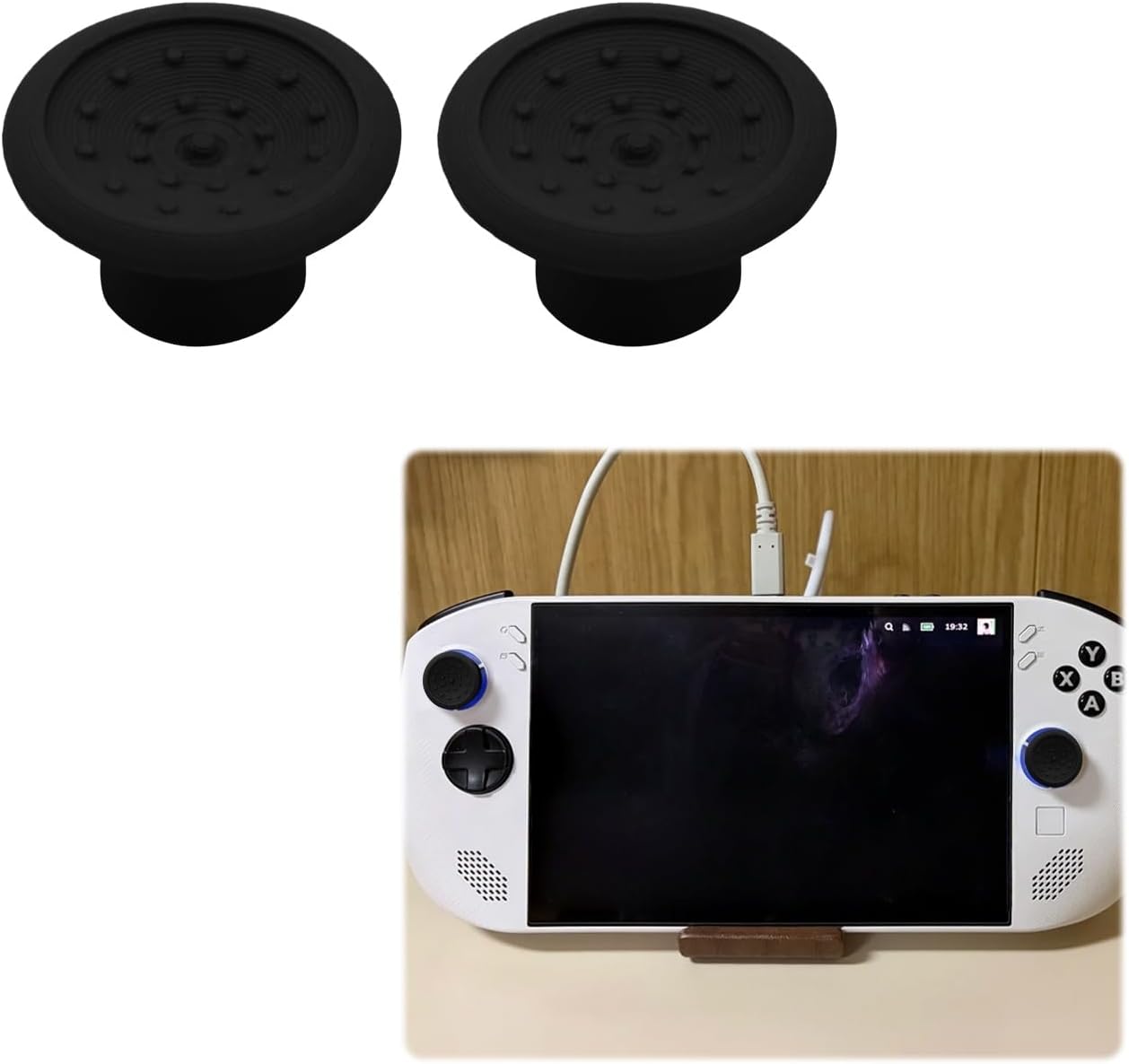 Thumbstick Caps Compatible with Legion Go S, Anti-Slip Joystick Covers Replacement, for Handheld Console Gaming (Black-Concave)