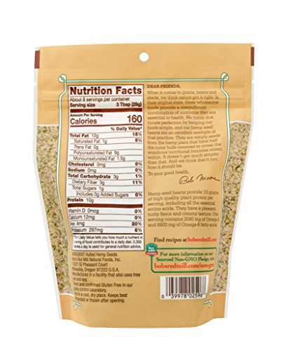 Bob's Red Mill Hemp Seed Hearts - 8 Ounce (Pack of 1), Raw and Shelled, 10g Plant Based Protein, Non GMO, Vegan, Keto, Paleo, Gluten Free - Image 3
