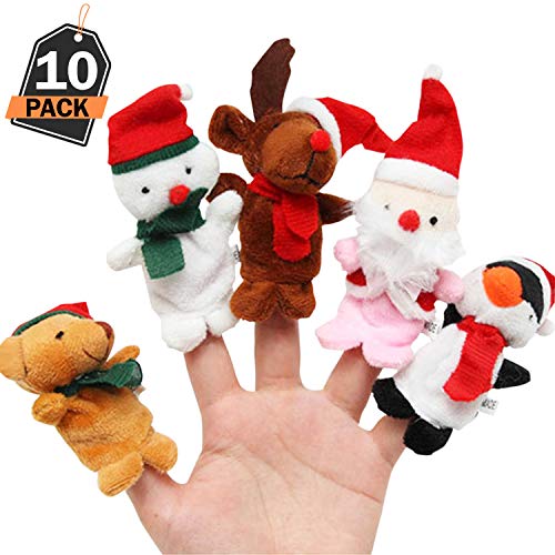 Kompanion Lot de 10 Pièces Figurines de Noël Mini Peluche pour Cadeau de Noël, Remplisseur de Bas de Noël, Cadeaux et Cotillons de Fête de Noël