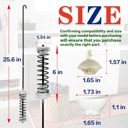 WTW4715EW2 WTW4800BQ0 WTW4810BQ0 WTW4810EW0 Washer Suspension Rods, 25.6 Inch Fit for Whirl-pool May-tag WTW4616FW0 WTW4815EW1 WTW4816FW1 WTW4850BW1 WET4027HW0 WET4027HW1 WTW4816FW2 WTW4815EW0 by Bakaoof - Image 7