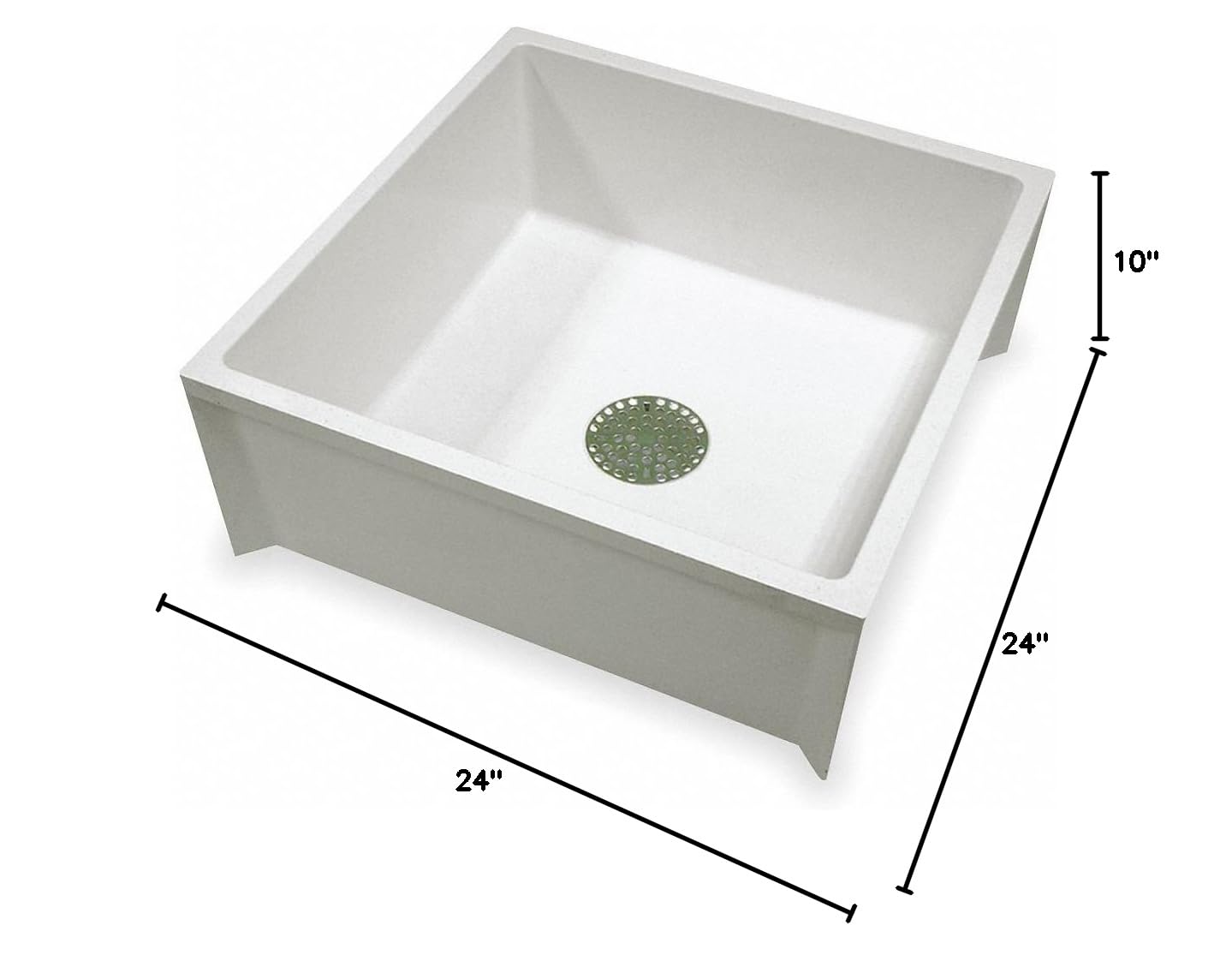 Mustee 24" x 24" x 10" White Mop Sink, 10" Bowl Depth, Durastone