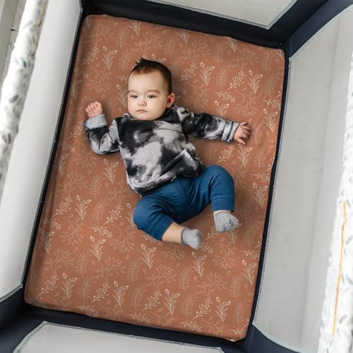 Image of Pack n Play Sheets, BROLEX 2 Pack Mini Crib Sheets,Stretchy Portable Fitted Playard Sheet Set, Convertible Playard Mattress Cover,Ultra Soft Breathable Material,Fox&Foliage