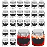 Voittozege 24 Pack 2oz Mini Mason Jars, Mini Mason Glasses Jar with Lids, Mason Jar with Silver Lid and 24 Pcs Labels Round Clear Food Container Spice Jars for Jam, Honey, Wedding Shower Favors