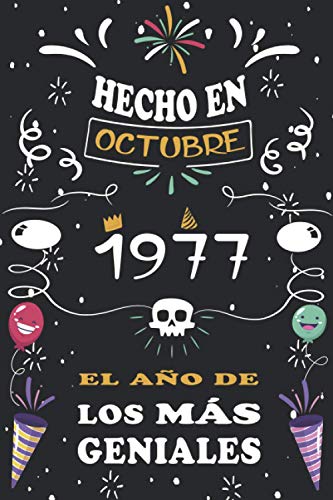 Hecho En Octubre 1977 El Año De Los Más Geniales: 43 años. Libro de visitas, cuaderno, 110 páginas de felicitaciones, idea de regalo, regalo de aniversario para pareja, niño, mujer, hombre