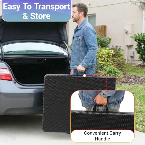 Image of FDW 6FT Folding Table, Portable Fold-in-Half Plastic Picnic Party Table with Carrying Handle (Black Ratten, 6FT)