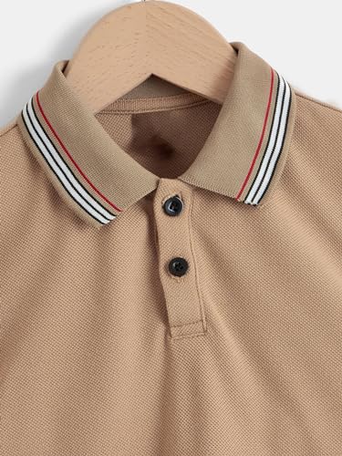 Floerns Boy's Striped Trim Short Sleeve Collar Neck Button Front Shirts Tops3