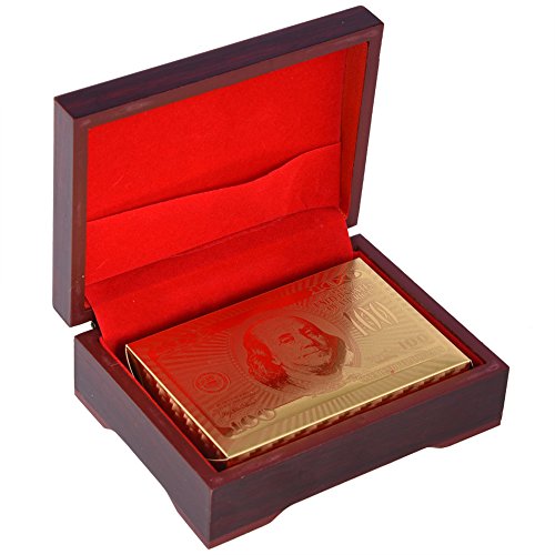 24K Gold Plated Playing Cards Poker, Full Poker Deck Luxury Poker Cards Waterproof Fake Gold Foil Playing Cards Plastic Poker Game Cards with Box (Euro) 24K Gold Plated Playing Cards Poker, Full Poker Deck Luxury Poker Cards Waterproof Fake Gold Foil Playing Cards Plastic Poker Game Cards with Box (Euro)