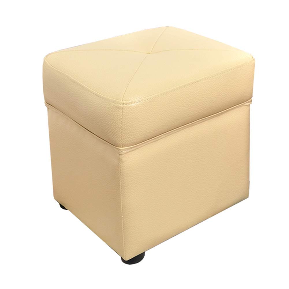 Tabouret de pied en cuir beige pour canapé et salon