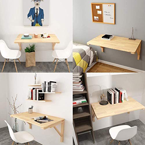 Table murale rabattable bois massif noble avec support robuste 60x40 cm
