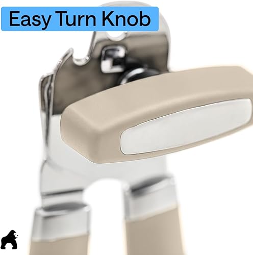 Miniatura 9 de GORILLA GRIP - Abridor de latas manual de acero inoxidable resistente con borde liso y abridor de botellas, mango suave y cómodo, perilla giratoria