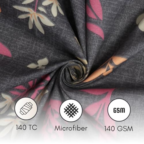 Image of Mafatlal Luxe Lilac 140 GSM Soft Microfiber Double Bedsheet with 2 Pillow Cover for Queen Size Bed, 90x100 Inch - Black & Pink, Lightweight, Cozy & Durable