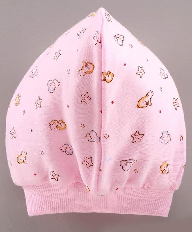 Image of Printed Soft Cotton Cap for New Born Baby Boys & Girls Tie Knot Caps for Infants Topi | Pack of 3
