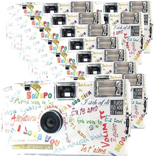 5x PORST Einwegkameras 'Liebe' - Hochzeitskamera Mit Blitz & 27 Fotos Pro Kamera