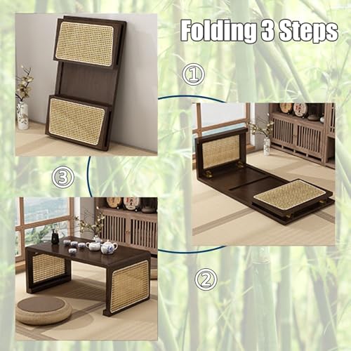 Table basse japonaise bois massif rotin pliable petit espace table basse basse