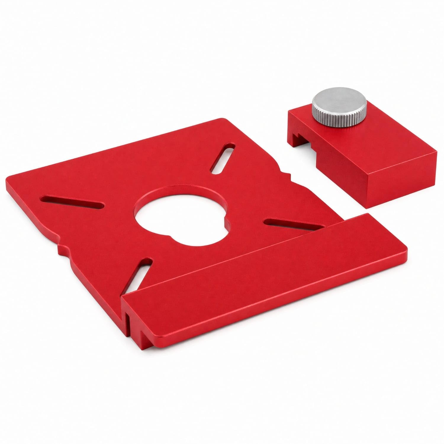 Anodized Router Guide Adapter with Stop Block Aluminum Alloy Guide Adapter with Limit Block Knurled Bracket with Stop Feature Sturdy for Woodworkers, Machinists, Workshop Jigs, Rail Adapter|R-image-10