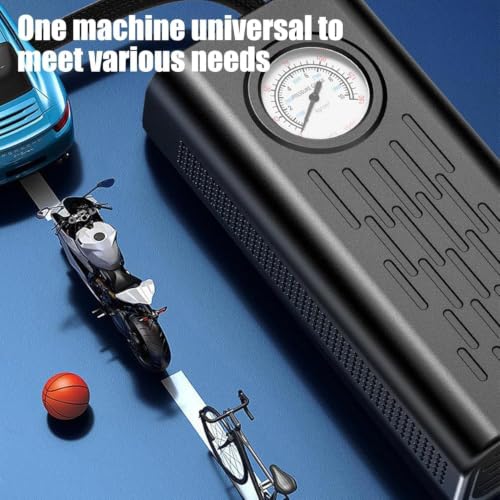 Image of RECTITUDE Portable Electric Tire Inflator Air Compressor with Analog Pressure Gauge, USB Type-C Charging, Fast Air Pump for Car, Bike, Motorcycle, Bicycle, Ball & Inflatable Toys | Compact Mini Air