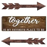 3 Pieces Together Wooden Wall Decor Rustic Wood Sign Farmhouse Wall Printed Sign Wooden Arrow Wall...