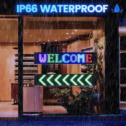 Image of AutoBizarre Flexible Waterproof DIY Customizable LED Matrix Panel Display Screen Sign Board with Mobile Application and Remote Control for Cars, Home, Office, Shops etc (Multicolor, Medium- 35x10 Cm)