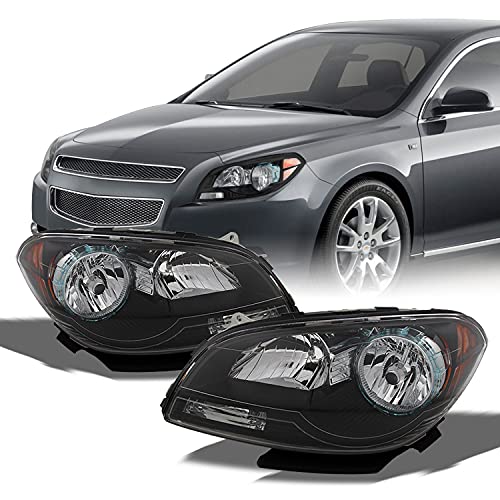 AKKON - For Chevy Malibu OE Replacement Black Bezel Headlights Driver/Passenger Head Lamps Pair New