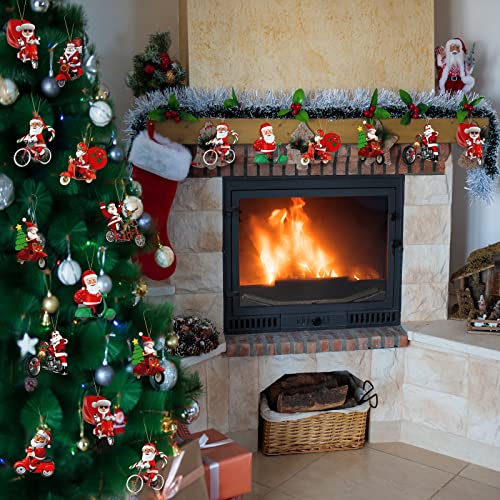 27 Pcs Biker Santa Claus Christmas Ornaments Decorations Santa On Motorcycle Ornament Motorcycle Christmas Tree Ornament Wooden Hanging Ornament With Rope Creative Gifts For Xmas Tree Family Ornament #TOP6