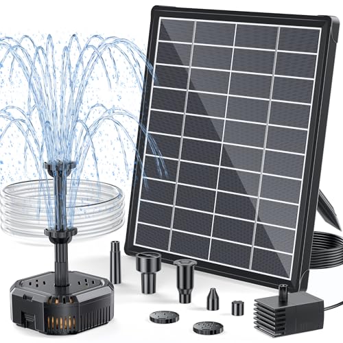 POPOSOAP Solarbrunnen mit Filter 6 5W Solar Springbrunnen für außen für stabilen Tagesbetrieb Kompakte Filterbox für kleinen Teich Vogelbad oder Aquarium