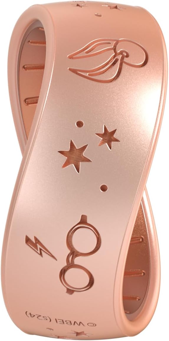 Enso Rings Wizarding World of Harry Potter Collection Dualtone Silicone Ring - Comfortable and Flexible Design - 7.99mm Wide, 2.18mm Thick - Harry Potter Glasses - Rose Gold/Copper - Size 9 - Image 3