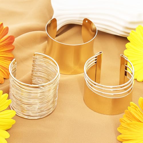 3PCS Gold Chunky Cuff Bracelets for Women Irregular Minimalist Gold Statement Open Wide Bangle Bracelets Set Arm Cuff Upper Arm Punk Jewelry3