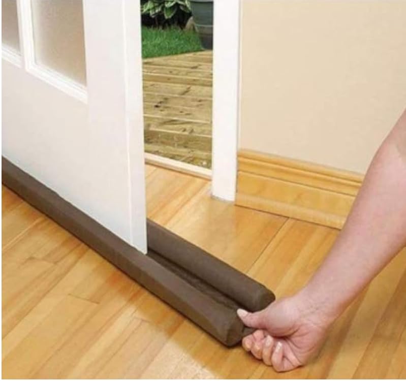 Door Draft Stopper Twin Roll Foam Filled Brown Pack of 6 | Blocks Dust & Insects, Noise Reduction, Energy Saving, No Tools Needed, Fits All Door Types-image-23