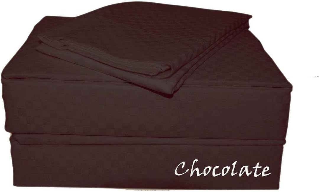 SHERA'S BEDDINGS 650 TC Egyptian Quality 4 PC Bed Sheet Set with Jacquard Cotton Checkered Pattern Fits Upto (8"-10" Inch) Deep Pocket- (Size -Olympic Queen - 66" X 80"- Color - Checkered Ivory)