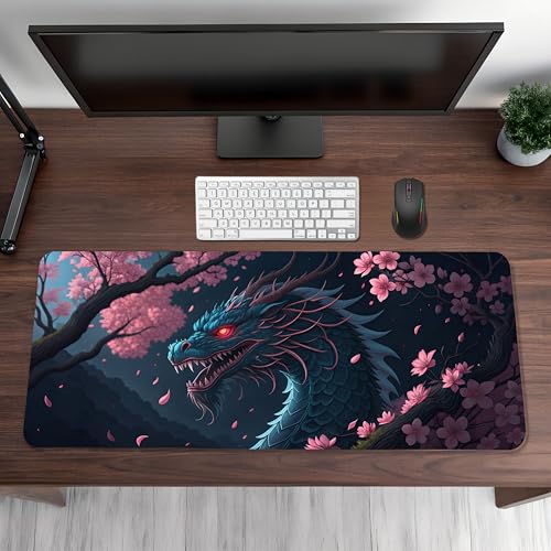 Image of Twilight Dragon Premium Desk Mat | Anti-Skid | Anti-Slip | 90 * 42 cm | Laptop Mat for Work from Home /Office /Gaming- Extended Mouse pad and Keyboard Desk mat
