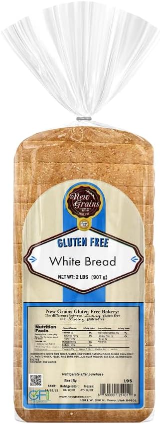 New Grains Artisan Bread White 2lb | Gluten Free Bread, Bread Fresh with Texture of The Soft White Bread | Light & Fluffy Loaf Bread Perfect for Grilled Cheese or Any Other Sandwich | 1 Pack