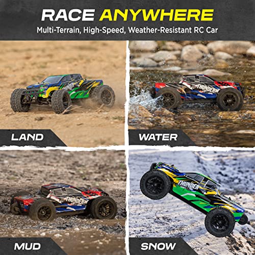LAEGENDARY 1:10 Scale Brushless RC Cars 65+ km/h Speed - Remote Control Car 4x4 Off Road Monster Truck Electric - All Terrain Waterproof Toys for Adults - 2 Body Shell + Connector for 30+ Mins Play