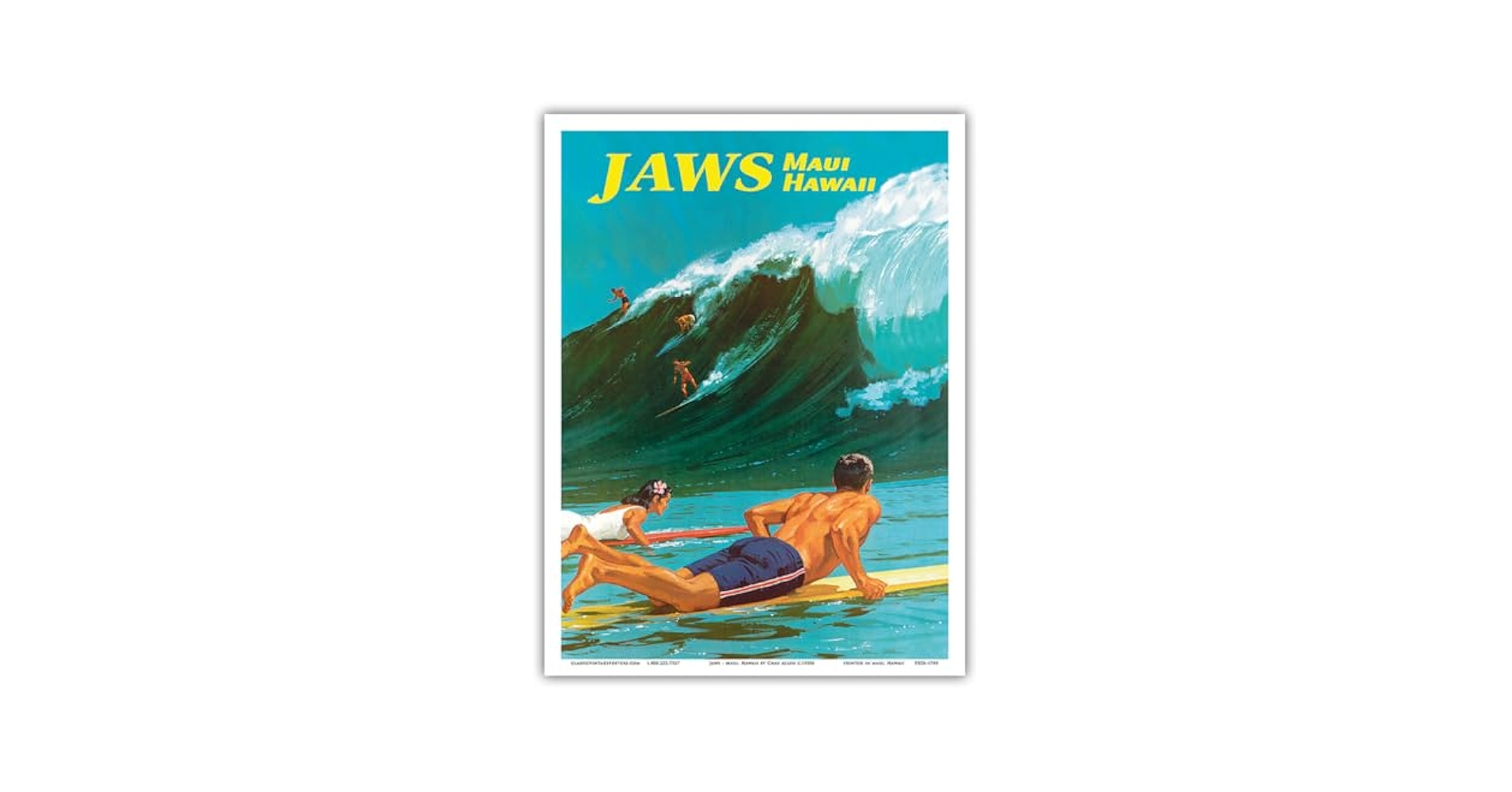 ★JAWS MAUI(ジョーズ マウイ)ポスター★ Amazon.com: Jaws - Maui Hawaii - Big Wave Surfing - Vintage