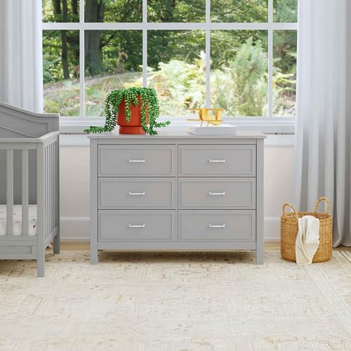Image of Davinci Charlie 6-Drawer Double Dresser in Grey | daVinci Charlie 6-Drawer Baby Dresser, GREENGUARD Certified - Grey