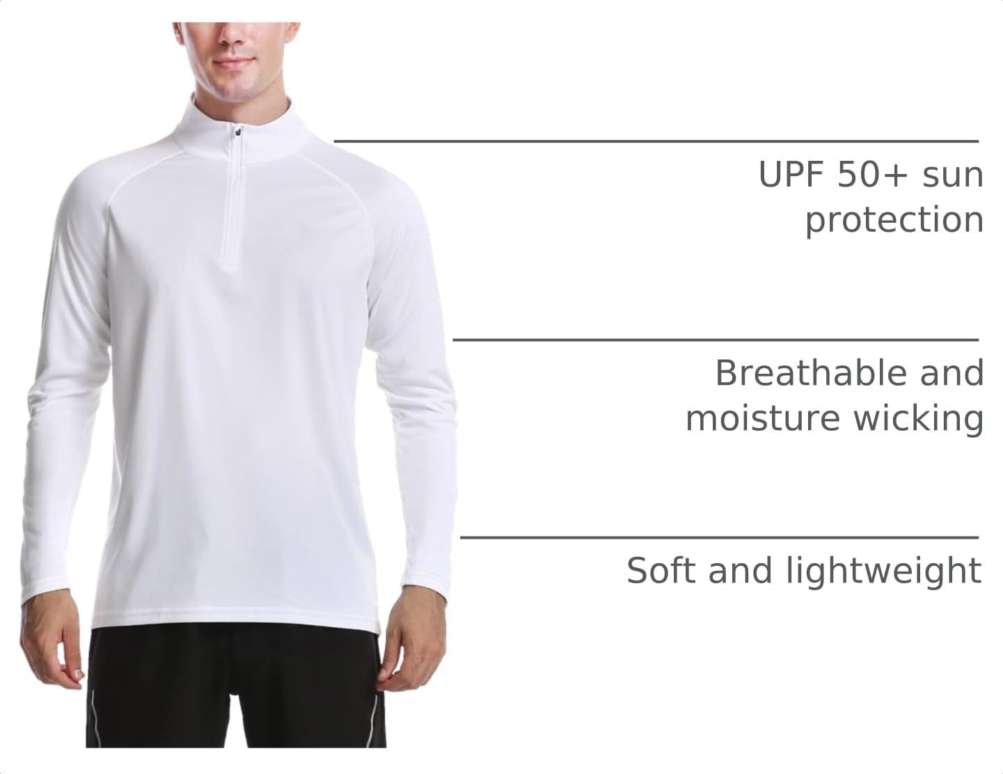 DAYOUNG Mens Zip Pullover UPF 50+ Sun Protection Long Sleeve Hiking Fishing Outdoors Performance T-Shirt image 4