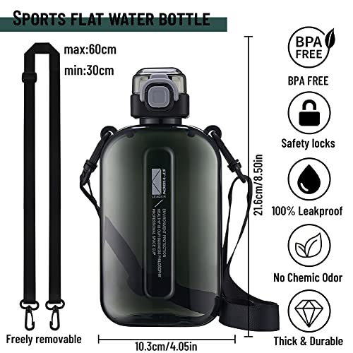 Taozoey 750ml Water Bottle, Sport Water Bottle, Slim Water Bottle, Leak Proof Water Bottles, Camping Water Bottle, Water Bottle with Strap Suitable for Sports, Fitness, Camping (Black) - Image 2