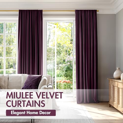 Image of MIULEE Purple Orchid Blackout Velvet Curtains Drapes 84 Inch Long 52 inchx84 inch