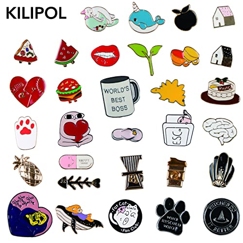 image for KILIPOL 20 PCS Mixed Enamel Brooch Pins Bulk Set | Decoration Lapel Pi