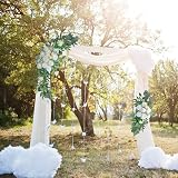 2 Szt. Ślubna Róża Chryzantema Eukaliptusowy łuk Swag z 1 Szt. Zestawu Gazy, Wierzby z Kwiatów Piwonii i Zestaw Siatkowy, Znak Powitalny Boho Narożny Kwiat, na Bankiet, Imprezę,(Biały)